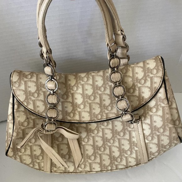 Christian Dior Handbags - Christian Dior Trotter Romantic Hand Bag PVC Leather Beige Auth